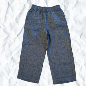 Tahari Womens casual wide-leg linen cropped pants, elastic waist, M, blue-ish